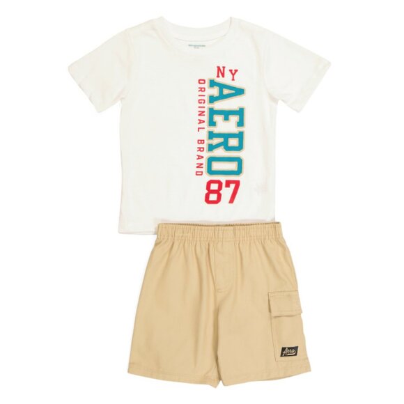 AEROPOSTALE KIDS White 2pc Little Boy Graphic Tee And Shorts Set - Picture 1 of 2